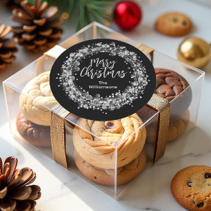 Silver Stars Merry Kerstmis Ronde Sticker