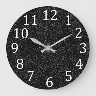 Silver Stars Speckles op Black White Numbers Clock Grote Klok
