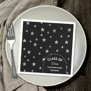 Silver Stars zwart afstudeerfeest Servet