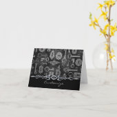 Silver Steampunk Keys and Key Holes Note Card Kaart (Gele Bloem)