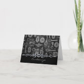 Silver Steampunk Keys and Key Holes Note Card Kaart (Voorkant)