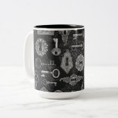 Silver Steampunk Keys en Key Holes Coffee Mok (Voorkant links)