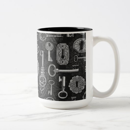 Silver Steampunk Keys en Key Holes Coffee Mok (Rechts)