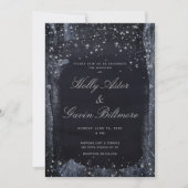 Silver Sterrennacht Wedding Invitation Suite Kaart (Voorkant)