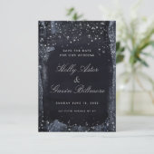 Silver Sterrennacht Wedding Save the Date (Staand voorkant)