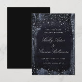 Silver Sterrennacht Wedding Save the Date (Voorkant / Achterkant)
