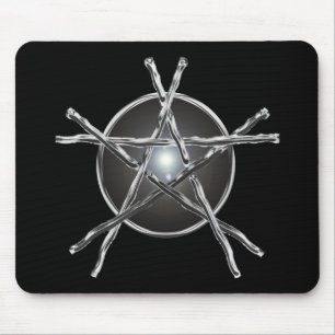 Silver Sticks Pentagram Mousepad Muismat