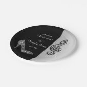 Silver Stiletto en Treble Cleft Birthday Papieren Bordje (Gekanteld)