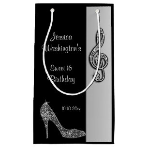 Silver Stiletto & Treble Cleft Sweet 16 Birthday Klein Cadeauzakje