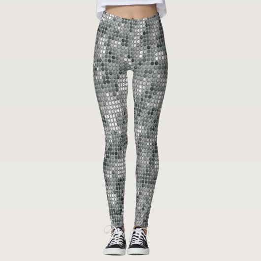 Silver Stippen Disco Leggings (Voorkant)