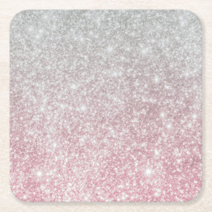 Silver Stone Gary Gold Marble Paarse Glitter Vierkante Kartonnen Onderzetter