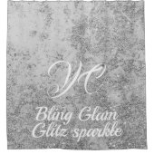 Silver Stone Marble Luxury Girly Sparkle Bling Douchegordijn (Voorkant)