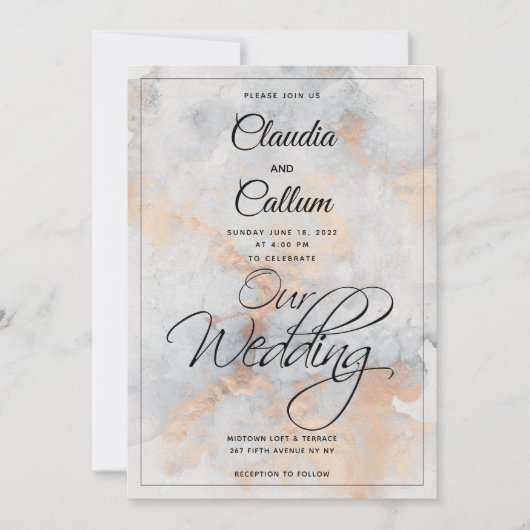 Silver Stone Quarry Wedding Invitation Kaart (Voorkant)