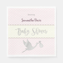 Silver Stork Baby Girl Baby shower Servet