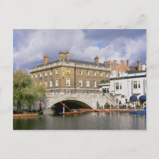 Silver Street Bridge and punts, Cambridge, Verenig Briefkaart