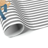 Silver Stripe Navy Unicorn BIRTHDAY WEDDING WRAP Cadeaupapier (Rol Hoek)