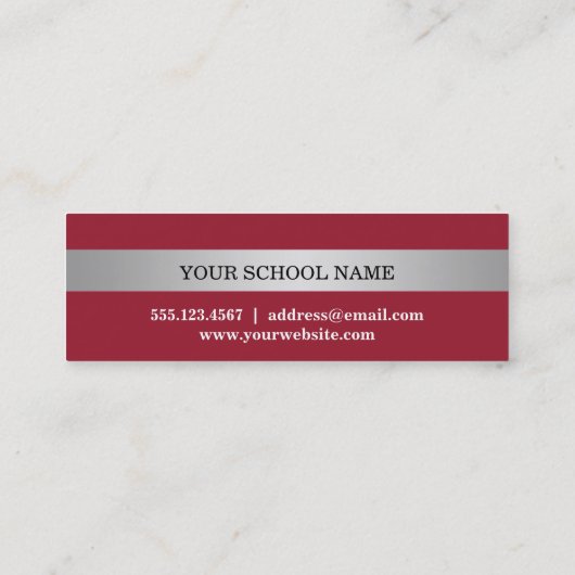 Silver stripe Red class jaar afstuderen naamkaart Contactkaartje (Achterkant)