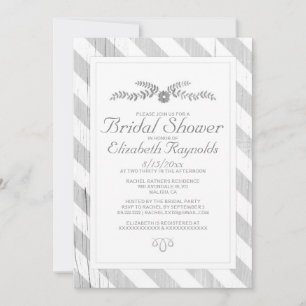 Silver Stripes Bridal Shower-uitnodigingen Kaart