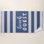 Silver Stripes Custom Text Beach GUEST Strandlaken (Voorkant)