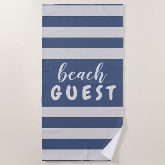 Silver Stripes Custom Text Beach GUEST Strandlaken (Voorkant)