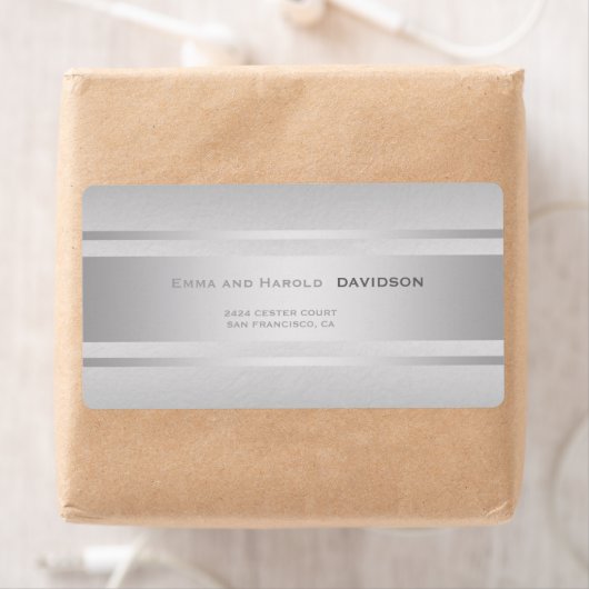 Silver Stripes Grijs Textuur Custom Monogram Etiket (Insitu)