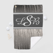 Silver Stripes Vertical Liquid Metal Monogram Golfhanddoek (Insitu)