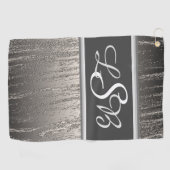 Silver Stripes Vertical Liquid Metal Monogram Golfhanddoek (Horizontaal)