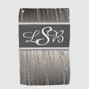 Silver Stripes Vertical Liquid Metal Monogram Golfhanddoek