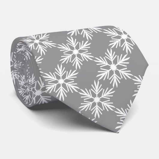 Silver Stropdas White Snowflakes Winter Kerstmis (Opgerold)