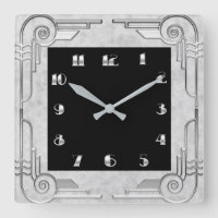 Silver Style Art Deco Square wandklok