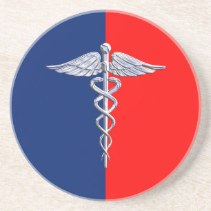 Silver Style Caduceus Medical Symbol League Zandsteen Onderzetter