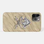 Silver Style Pirate Skull op strand Case-Mate iPhone Case (Achterkant (horizontaal))