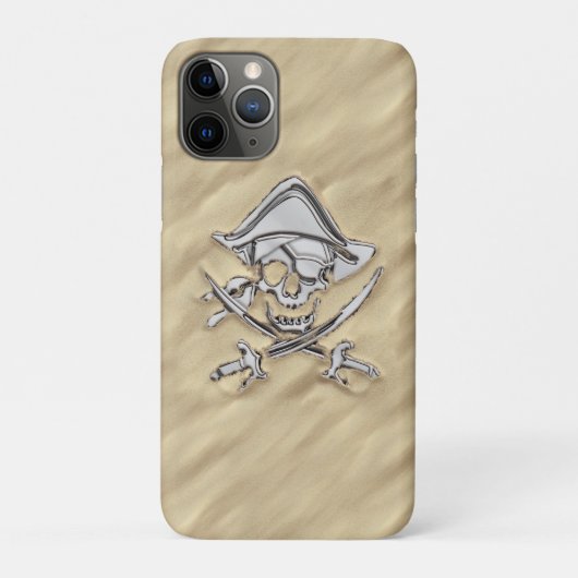 Silver Style Pirate Skull op strand Case-Mate iPhone Case (Achterkant)