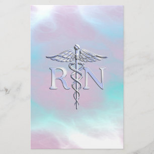 Silver Style RN Caduceus Medical Moeder Pearl Briefpapier