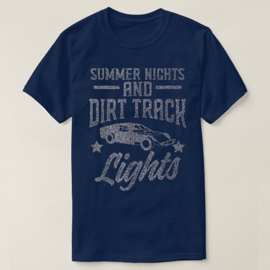 Silver Summer Nights Dirt Track Lights Fun Racing T-shirt (Design voorkant)