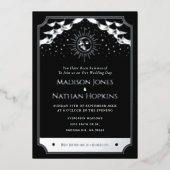 Silver Sun Moon Tarot Wedding Details Uitnodiging (Voorkant)