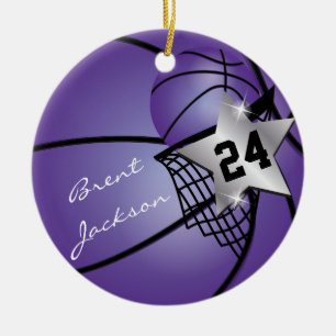 Silver Superstar Basketball   DIY-tekst   Paars Keramisch Ornament
