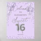 Silver Sweet 16 Ballons Lavande Affiche de bienven (Devant)