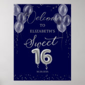 Silver Sweet 16 Ballons Royal Blue Affiche de bien (Devant)