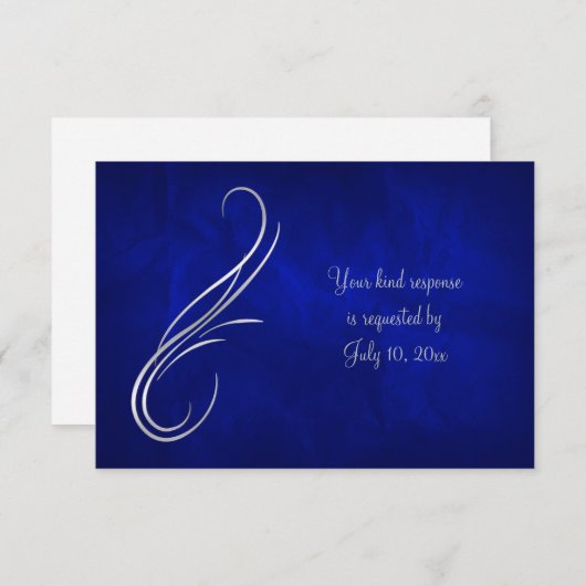 Silver Swirl Bleu Clair Mariage RSVP (Devant / Derrière)