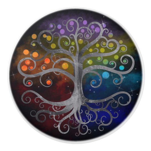 Silver Swirl-boom Keramische Knop (Voorkant)