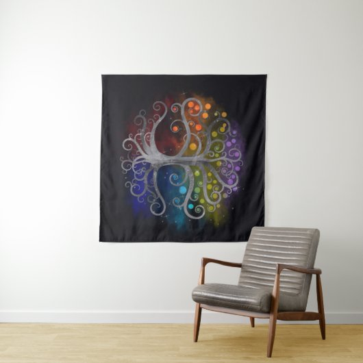 Silver Swirl-boom Wandkleed (In Situ (horizontaal))