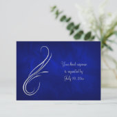 Silver Swirl Helder Blauw Huwelijk RSVP (Staand voorkant)