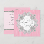 Silver Swirl Moire - Pink Grey Formal Wedding Kaart (Voorkant / Achterkant)