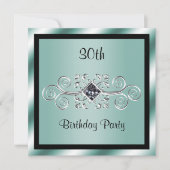 Silver Swirls & Diamond 30e verjaardagsfeestje Kaart (Voorkant)