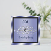 Silver Swirls & Diamond 55th Birthday Party Kaart (Staand voorkant)