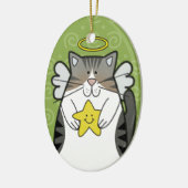 Silver Tabby Angel Cat met Star Ornament (Links)