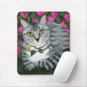 Silver Tabby Cat Garden Cat Mousepad Muismat (Met muis)