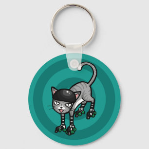 Silver Tabby op RollerSkates Sleutelhanger