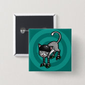 Silver Tabby op RollerSkates Vierkante Button 5,1 Cm (Voorkant /achterkant)